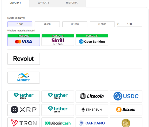 Metody wpłat i wypłat w Beep Beep Casino